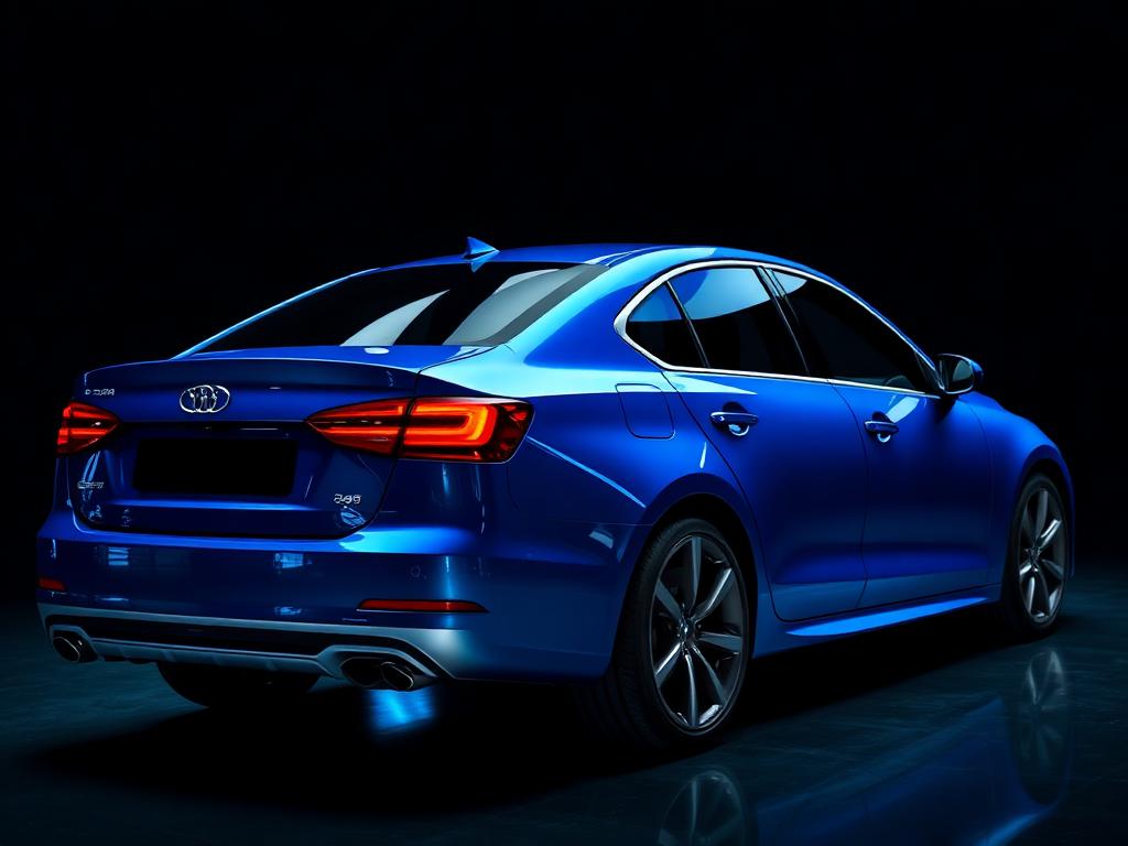Blue sedan with ceramic coated paint