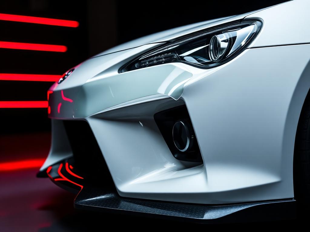 White sports car with PPF on the front bumper